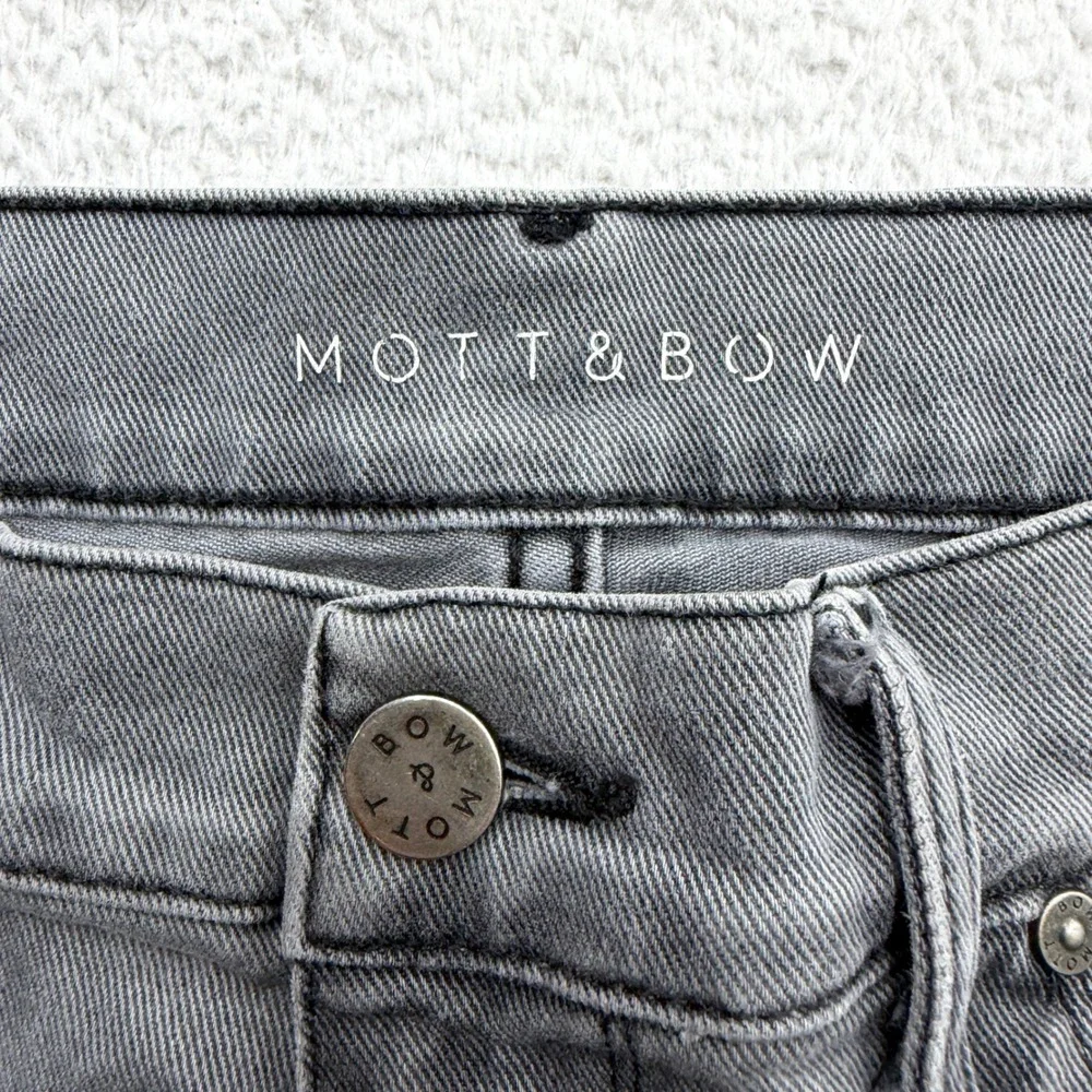 Mott & Bow Mens Slim Simon Gray Jeans 33x28 Shortened Cotton Stretch Denim